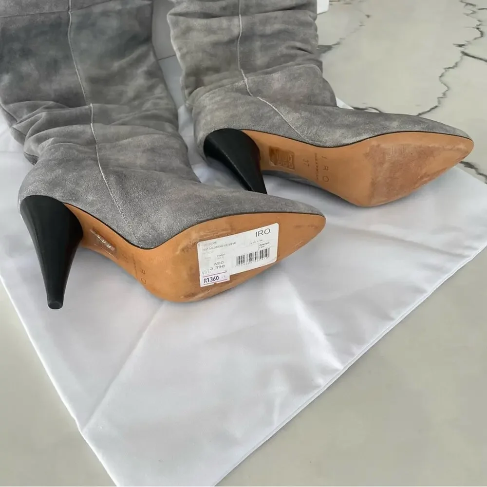A620 • Groove Suede Funnel Heel Tall Boots